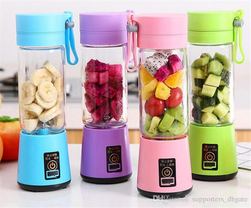 hand juicer maker fruit blender usb blender kitchen mixer kitche-6-Blade Portable Home USB Rechargeable Electric Fruit Extractor Juice Blender Machine(random color)