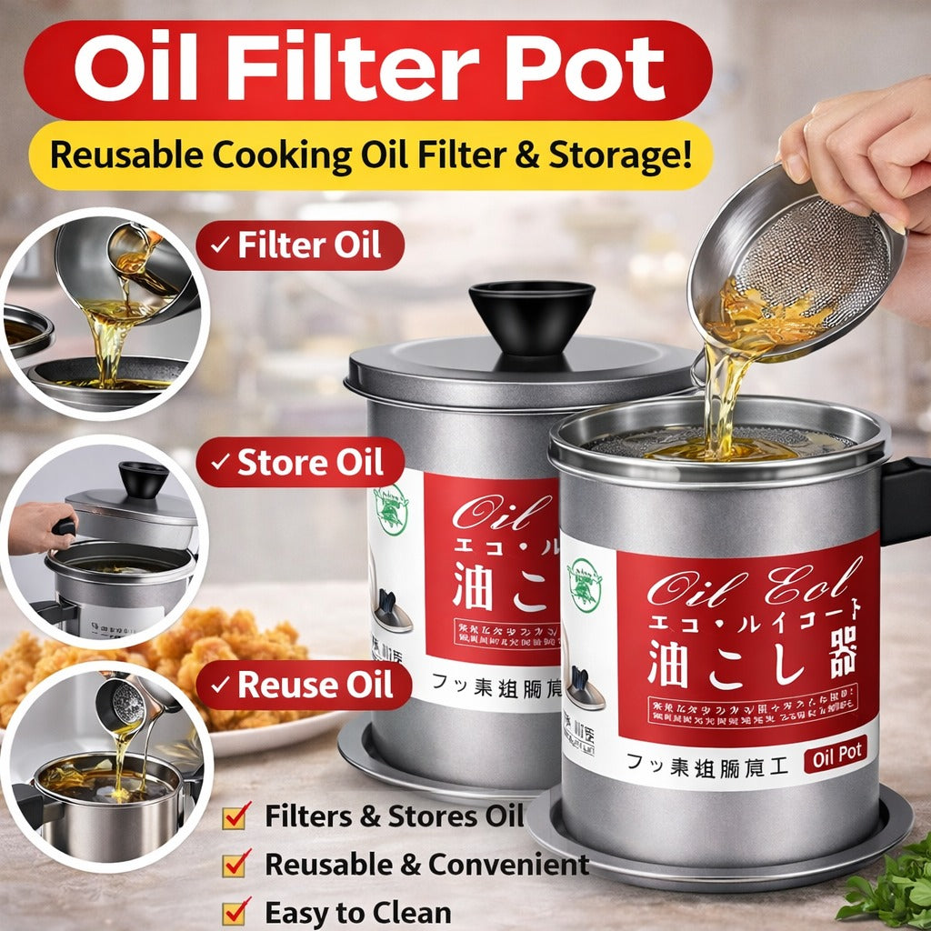 Oil Strainer For Kitchen | Oil Container Pot Filter 1.4 Liter (Without Box)