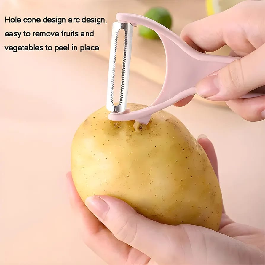 4-Piece Kitchen Cooking Utensils Set – Grater, Magic Peeler, Knife & Bottle Opener Combo for Fruits & Vegetables