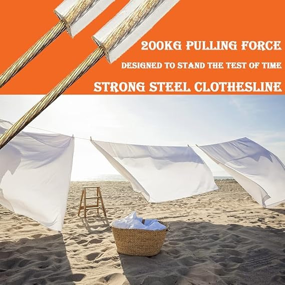 Portable Laundry Rope Clothesline – Adjustable Clothes Drying Line with Hooks