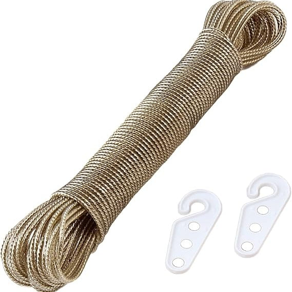 Portable Laundry Rope Clothesline – Adjustable Clothes Drying Line with Hooks
